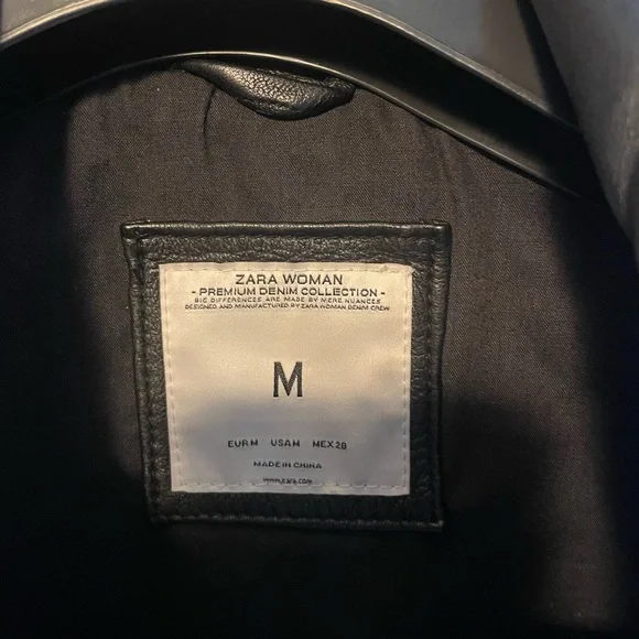 Zara Black Authentic Lambskin Leather Biker Jacket - Picture 3 of 10